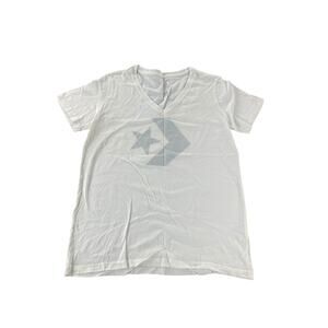 Converse White Graphic Short Sleeve V-Neck T-Shirt Women's Size XS